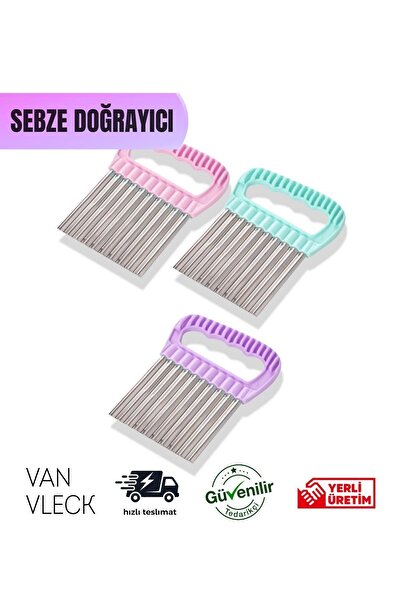 VAN VLECK Tırtıklı Patates ve Sebze Dilimleyici – Dalga Desenli Metal Kesici, Pratik Sebze Doğrayıcı