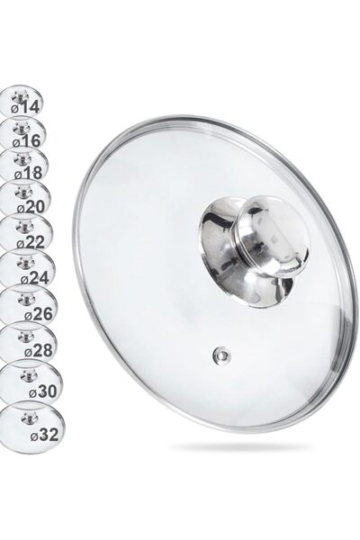 Ermiya 22 Cm Tencere Tava Sahan Için Cam Kapak