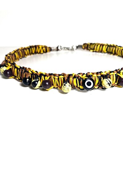 She Sells Savanna Kuçi – Kuçiko Serisi Sarı Siyah Nazar Boncuklu Köpek Kolyesi