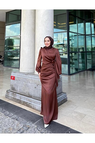 modadeywearst Side Tie Satin Evening Dress