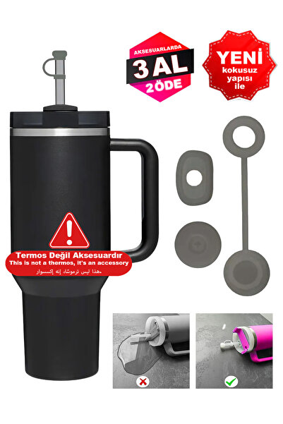 Stanley Quencher 1,18 Straw Thermos Compatible 1 Set 3 Pieces Gray Leakproof Set Accessory