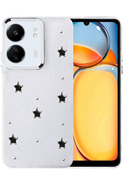 Nezih Case Redmi 13C Compatible Transparent Glittery Elegant Case