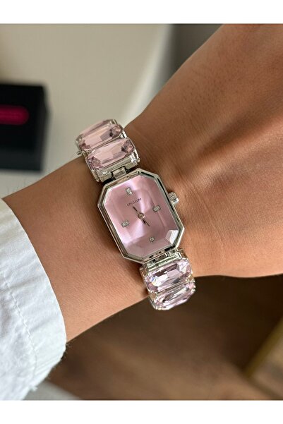RoseandRoses Trend Sw Orijinal Tasarım Taşlı Model Kadın Kol Saati Pembe (Güm...