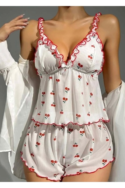 Peille Thin Strap Lace Detail Plus Size Shorts Suit