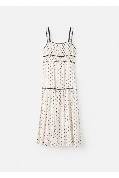 MANGO Woman Plumeti midi elbise