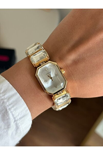 RoseandRoses Trend Sw Orijinal Tasarım Taşlı Model Kadın Kol Saati Beyaz (Gol...
