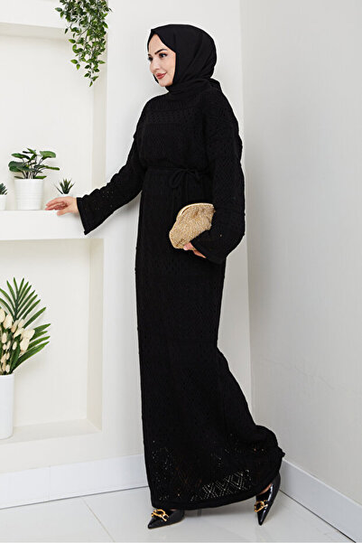 MissPul Ajurlu İçlikli etnik desen Triko Elbise İç göstermez astarlı takım