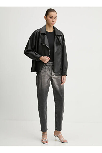 Karl Lagerfeld Jeans Yüksek Bel Dar Paça Slim Fit Antrasit Kadın Denim Pantol...