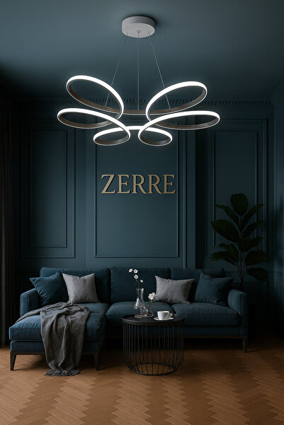 ZERRE Shop Avize FLOWA Beyaz 3 Renk Kumandalı Sarkıtmalı Ultra Süper Ledli (60cm)