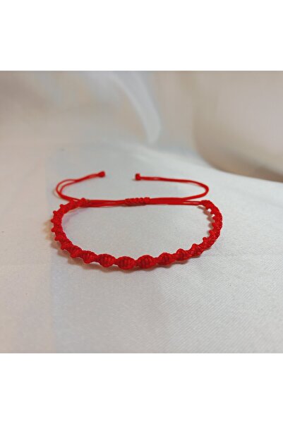 Crystal Atelier Kırmızı Asansörlü Ayarlanabilir Örgü Makrome Bileklik-Unisex ...