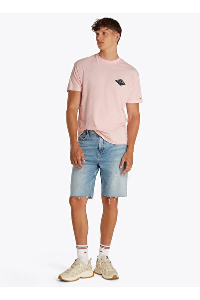 Tommy Jeans Bisiklet Yaka Pembe Erkek T-Shirt DM0DM20806TH3 TJM RLX VARSITY GRPH