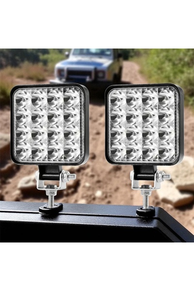 MSK OTO Yerli Üretim 2 Adet Traktör Araba Kamyonet Çalışma Lambası 12 Volt Güçlü ve Yüksek Işık 8.5x8.5 cm