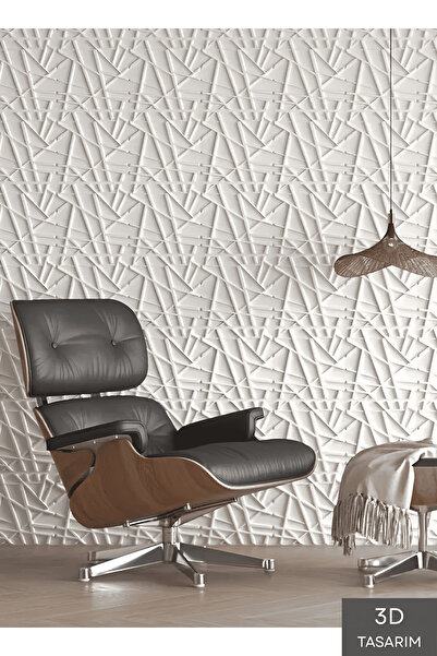 BELLA CARPETİ 3d Pvc Kabartmalı Yeni Nesil Yapışkanlı Duvar Kağıdı Paneli Çizgi Model 1 Adet 50x50cm