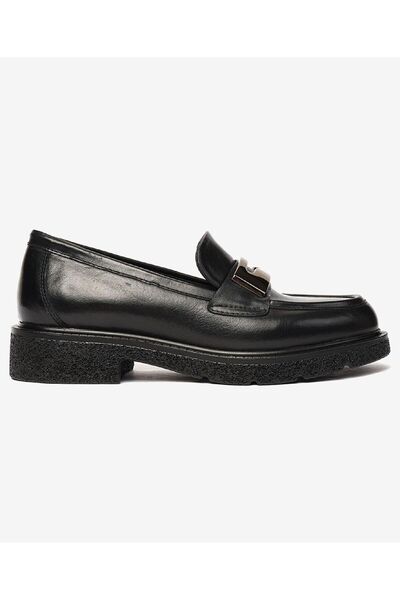 Greyder Kadın Parlak Siyah Hakiki Deri Memory Foam Taban Loafer Ayakkabı 4K2CA33900