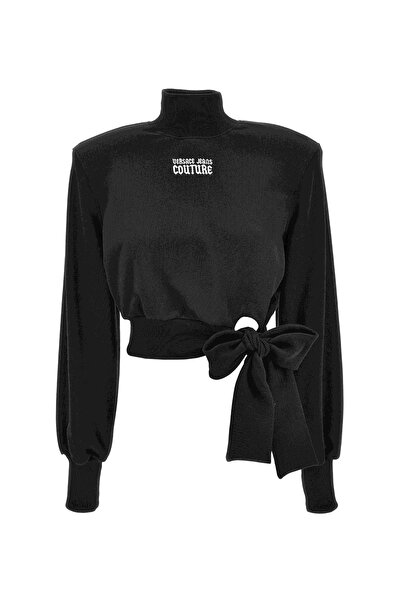 VERSACE JEANS COUTURE Dik Yaka Baskılı Siyah Kadın Sweatshırt 77HAI311