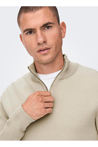 Only & Sons Onsphil Reg 12 Struc Half Zip Knit Noos 22023210 Silver Lining