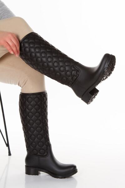 Sea&Blue Black Diamond Patterned Flexible Calf-Free Waterproof Comfortable Ra...