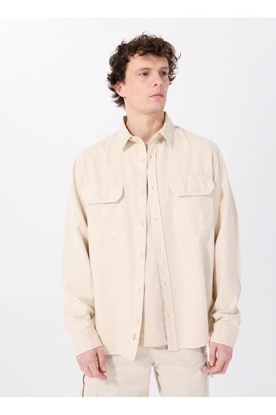 Mustang Relaxed Bej Düz Erkek Gömlek M5SM-GML1080