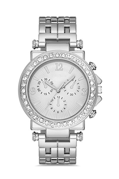 Leerybee Gümüş Renk Zirkon Taşlı Kadın Kol Saati Kadına Hediye Doğum Günü Ann...