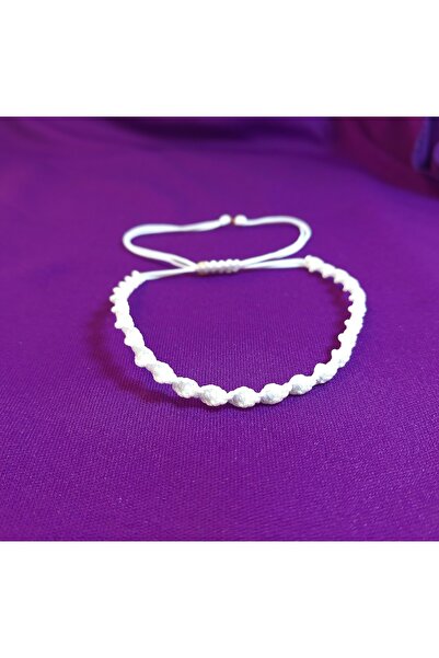 Crystal Atelier سوار مكرامية منسوج قابل للتعديل باللون الأبيض - سوار مكرامية ...