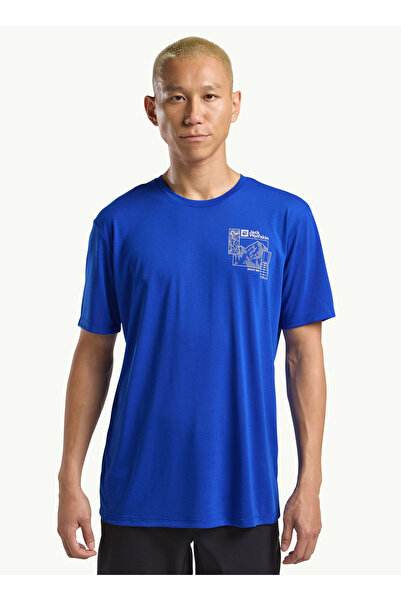 Jack Wolfskin A62314TRVONNAN GRAPHIC T M Mavi Bisiklet Yaka Regular Fit Düz E...