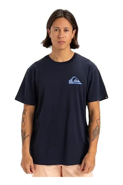 Quiksilver Чоловіча футболка з круглим коміром, синього кольору, з віконним візерунком