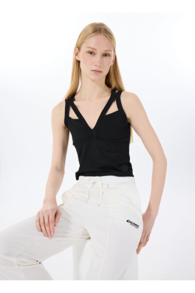 Discovery Expedition D5SL-TST3576 Siyah Relaxed Düz Kadın Atlet