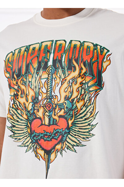 SUPERDRY Bisiklet Yaka Beyaz Erkek T-Shirt M1012125A-U4Y_BIKER ROCK GRAPHIC LO