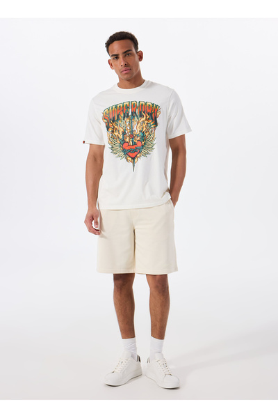 SUPERDRY Bisiklet Yaka Beyaz Erkek T-Shirt M1012125A-U4Y_BIKER ROCK GRAPHIC LO