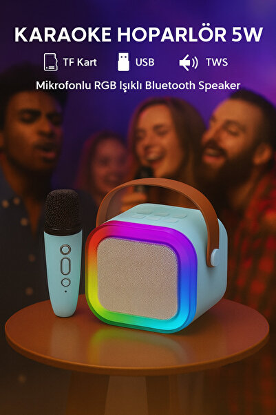 CROW'S TECH Karaoke Hoparlör 5w Tf Kart/usb/tws/ses Değiştirme Özellikli Mikr...