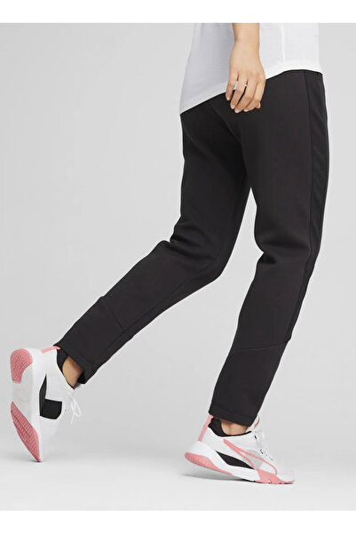 Puma 67788001 EVOSTRIPE High-Waist Pants Siyah Lastikli Bel Slim Fit Düz Kadın Eşofman Altı