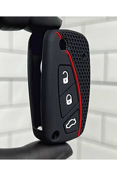 GMA KEYS Fiat Fiorino Linea Ducato Boxer Jumper Uyumlu Sustalı Silikon Petek Desenli Anahtar Kılıfı Siyah