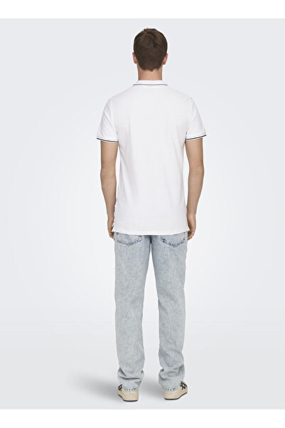 Only & Sons Men's White Onsfletcher Life Slim Ss Polo Noos Polo T-Shirt 22024827-Brightwhi