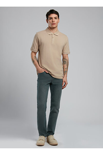 Lee Cooper Μπεζ ανδρικό μπλουζάκι πόλο 252 LCM 242012 TWINS BEIGE