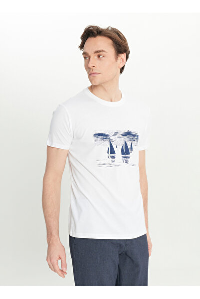 ALTINYILDIZ CLASSICS Ανδρικό μπλουζάκι Altınyıldız Classics Crew Neck με τύπωμα Λευκό ACE091252393_BYZ