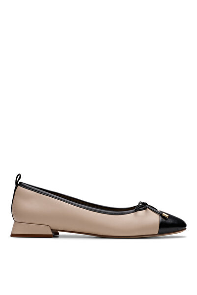 CLARKS Deri Bej - Siyah Kadın Babet 26181329