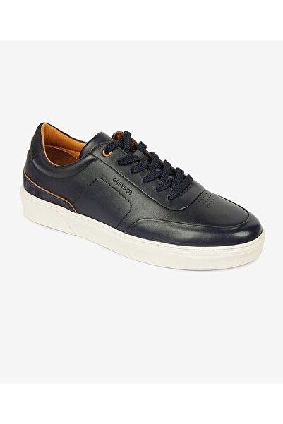 Greyder Erkek Lacivert Hakiki Deri Sneaker Ayakkabı 4K1SA17421