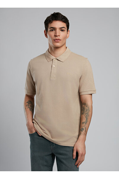 Lee Cooper Μπεζ ανδρικό μπλουζάκι πόλο 252 LCM 242012 TWINS BEIGE