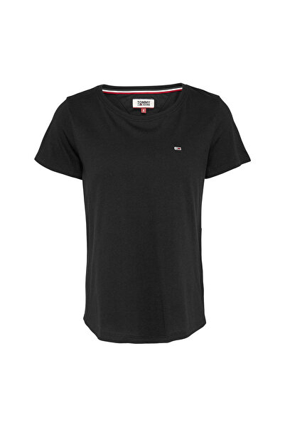 Tommy Jeans Bisiklet Yaka Siyah Kadın T-Shirt DW0DW20459BDS