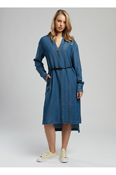 Lee Cooper Classic Collar Straight Standard Women's Dress 252 Lcf 144007 Amara Denim