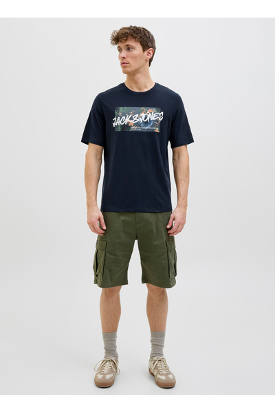 Jack & Jones Pánské tričko s krátkým rukávem a kulatým výstřihem, tmavě modré 12269324_JJHAWAII SHAPE TEE SS CREW