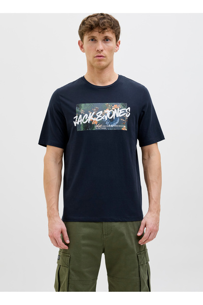 Jack & Jones Pánské tričko s krátkým rukávem a kulatým výstřihem, tmavě modré 12269324_JJHAWAII SHAPE TEE SS CREW