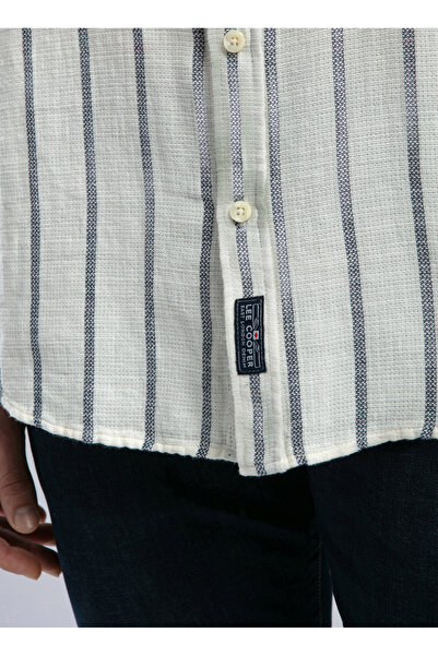 Lee Cooper Regular Fit Lacivert Erkek Gömlek 252 LCM 241008 FANE EKRU-LACİVERT