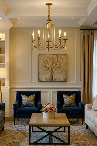 burenze Luxury Modern Kontes Exclusive Sarkıt Countess Avize 5'li Eskitme Bronz