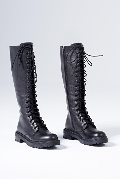 NOVEZA 35-43 Numara Kadın Hakiki Deri Kışlık Uzun Çizme – Kaymaz Taban & Bağcıklı