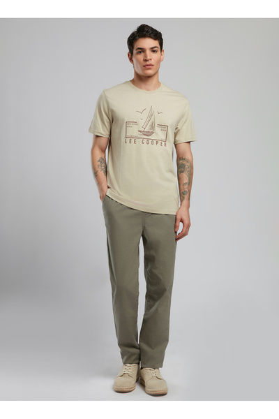 Lee Cooper Normal Bel Regular Straight Haki Erkek Chino Pantolon 252 LCM 221003 NEW BEACH HAKİ