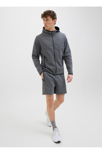 Jack & Jones Gri Erkek Normal Bel Normal Kalıp Sweat Şort 12273304_JPSTGORDON FUSION SWEAT SH