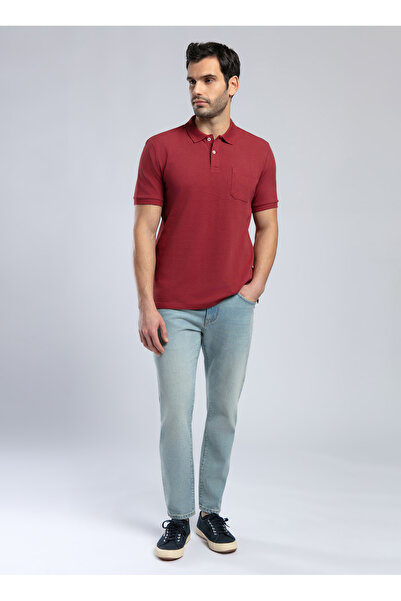 Lee Cooper تي شيرت بولو رجالي باللون الأحمر الداكن 252 LCM 242014 ROLAN BORDO
