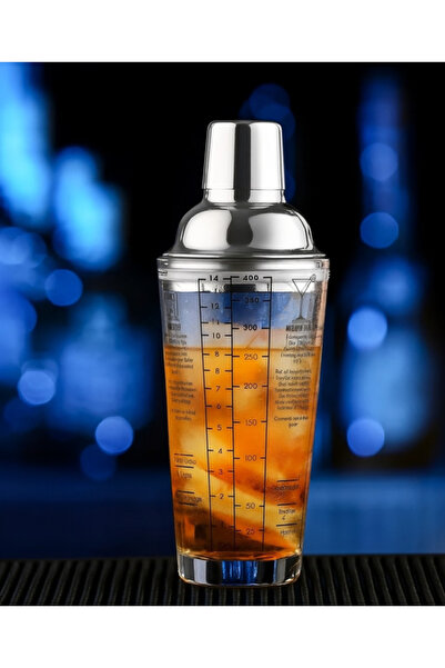 SyaMAG Shaker din sticla, pentru cocktail, capac din otel inoxidabil, 400 ml
