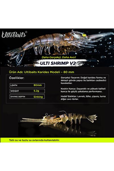 ultibaits Ulti Shrimp V2 Silikon Karides Yem 80mm 10gr